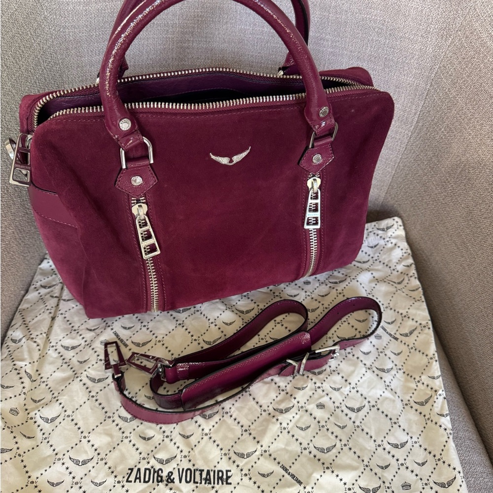 Zadig & Voltaire Sunny Deep Burgundy Suede Satchel